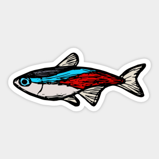 Neon tetra - freshwater aquarium fish Sticker